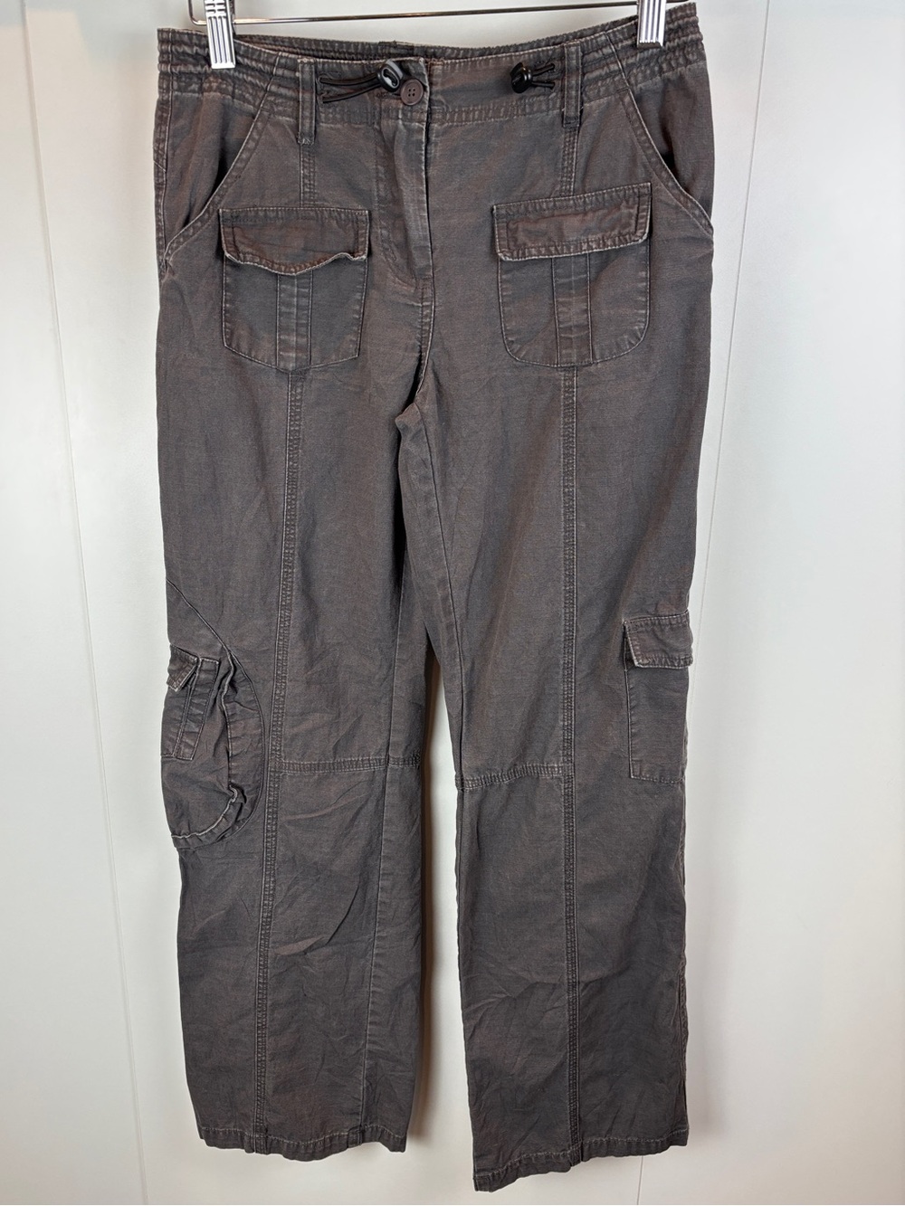 Brandy Melville Dark Grey Kim Cargo Pants Ripstop Women's Wide Leg Trousers - Picture 2 of 7